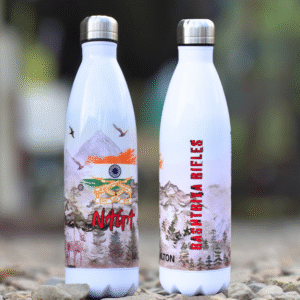 Cola shaped 750ML thermos bottle with Rashtriya Rifles design, Indian Army inspired