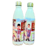 Stainless steel personalized school thermos for kids with hot & cold insulation and identity details.