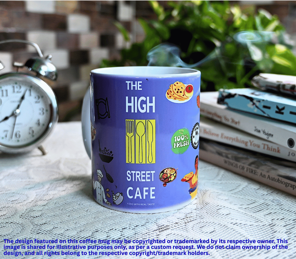 Customizable coffee mug illustration – order your own design for hotels, cafes, or gifts