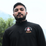 High Neck Black Full Sleeve Cotton Blend T-shirt with Head Hunters Naga Skull and Logo Print