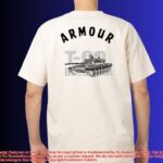 Back view of T-90 Bhishma Armour T-Shirt with tank graphic and "ARMOUR" text